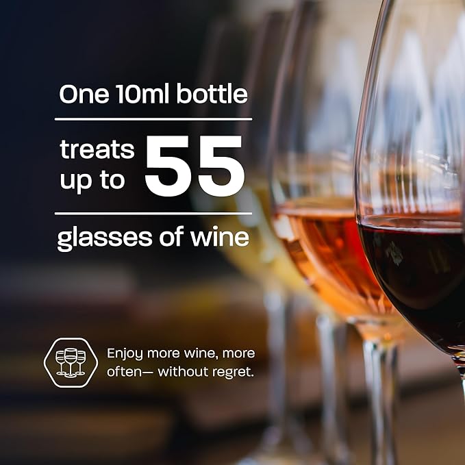Drop It Wine Drops, Original - 10 mL Bottle - Naturally Reduces Sulfites and Tannins in Red, White & Sparkling Wines - Portable & Easy to Use - Treats Up to 55 Glasses or 9 Bottles of Wine - USA Made