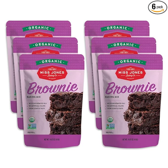 Miss Jones Baking Organic Fudge Brownie Mix, Non-GMO, Vegan-Friendly: Rich Cocoa (Pack of 6)