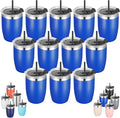 VEGOND Stainless Steel 12 oz Tumblers bulk Vacuum Insulated Double Wall Travel Tumbler with Lid and Straw Reusable Tumbler, Royal Blue 12 pack