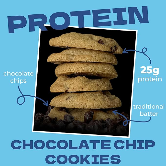 My Cookie Dealer Protein Cookies, Bite-Sized Crunchy Chocolate Chip Cookies (5oz, Pack of 6) - 25g Protein per Bag - Individually Wrapped Workout Snacks for On-The-Go Travel, Vegan
