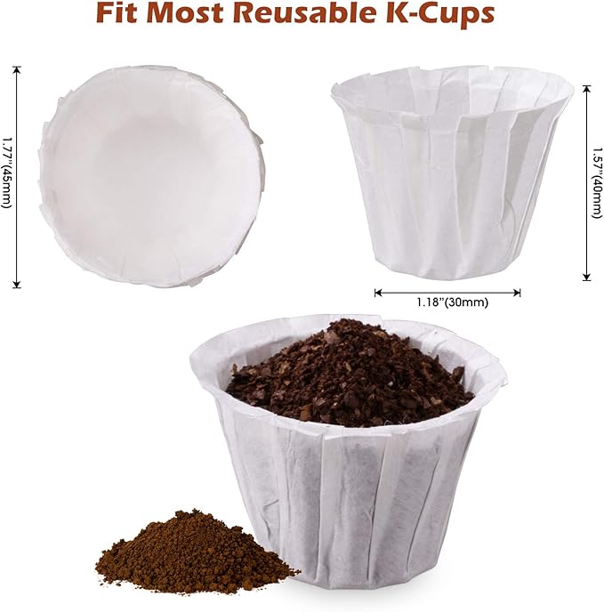 Disposable Paper Coffee Filters, Keurig K Cup Paper Filters for Keurig Single Brewer Reusable Cups, K-cup Coffee Pods, Fits All Brands Reusable K Cups (500)