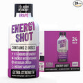 Grape Extra Strength Energy Shot 24 pk – 260mg Natural Caffeine B12 B6 – Energy & Focus Support – 2 Servings Sugar Free Zero Calorie Green Tea B-Vitamins Electrolytes Vegan – 1.93 fl oz