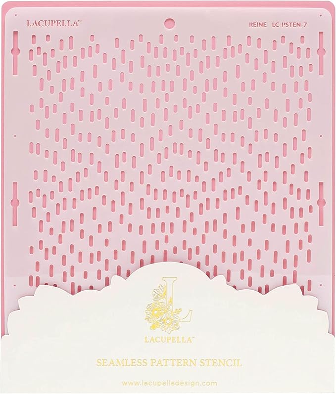 Cake Baking Stencil - Seamless Delicate Pattern for Decorating Tall Double Barrel Cake to Use with Buttercream, Royal Icing, Ganache, Paint, Airbrush (Reine)