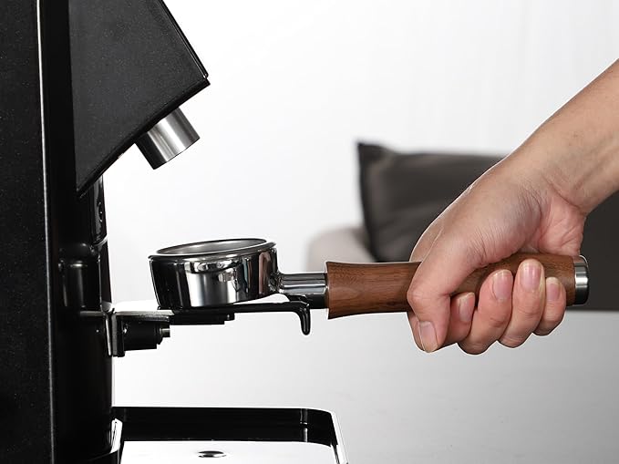 58mm Bottomless Portafilter | Fits for E61 Group Head 2 Ears machines| Stainless Steel portafilter and Walnut wood Handle|Espresso Machine Accessories(Walnut)