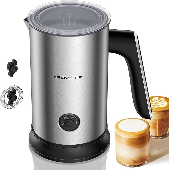 Electric Milk Frother, Automatic Milk Steamer Warm or Cold Foam Maker for Coffee, Cappuccino, Latte, Stainless Steel Milk Warmer with Temperature Controls