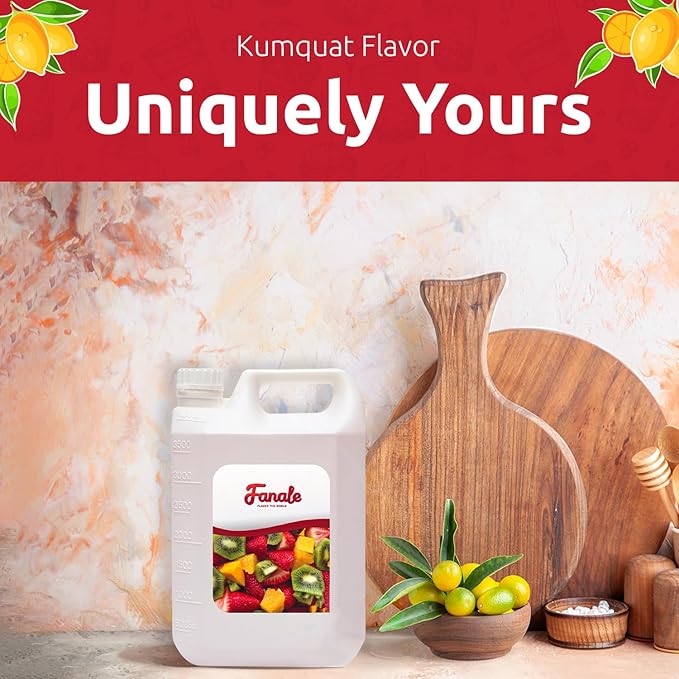 Fanale Premium Flavoring Concentrated Syrup for Bubble Tea 11 lb | Kumquat Flavor Syrup | for Boba Tea, Smoothies, Slushes, Desserts | 11lb | Pack of 4 | SRP150-CS