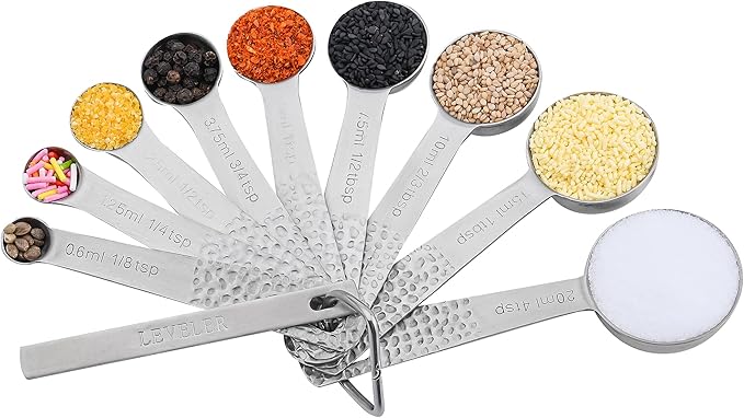 Measuring Cups and Spoons Set 20 for Dry & Liquid, Metric & US 18/8 Stainless Steel Measure Cups and Spoons Set with Leveler for Baking & Kitchen