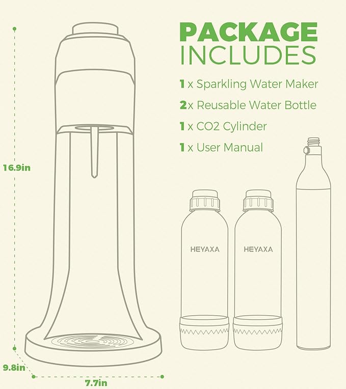 Sparkling Water Maker, Soda Maker Machine for Quickly Creating Refreshing Soda, Includes 2x BPA-Free 1L Carbonation Bottle, Compatible with 60L CO2 Carbonator (White, 1 L)