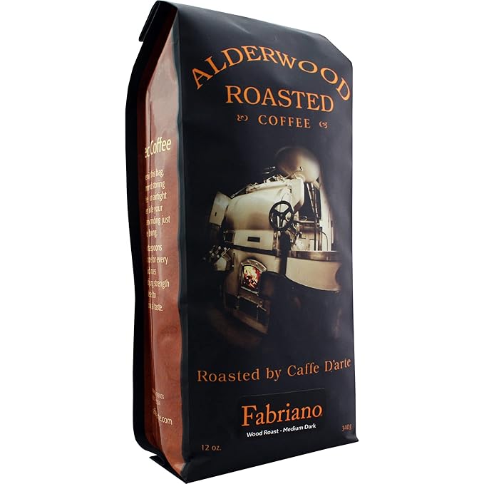 Caffe D'arte Fabriano Wood Roast Reserve Whole Bean Espresso Coffee, 12 Ounce