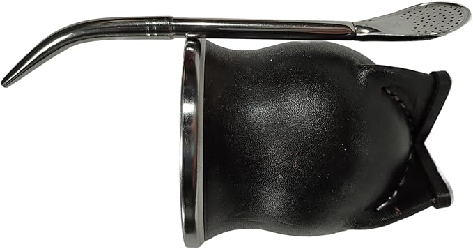 Handcrafted yerba mate gourd (mate cup) authentic calabash, leather wrapped, perfect for Argentinian or Uruguayan mate. Includes stainless steel bombilla for a true yerba mate experience (camionero)