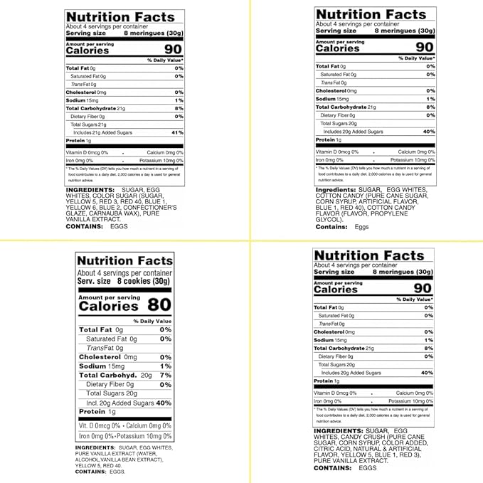4 Pack Krunchy Melts Original Meringue Cookies | Let's Celebrate 4-Pack | Birthday Cake, Cotton Candy, Rainbow Vanilla, Vanilla Sprinkles | Only 80-90 Calories Per Serving | Low Fat/Fat Free, Gluten Free, Dairy Free (4 Oz)
