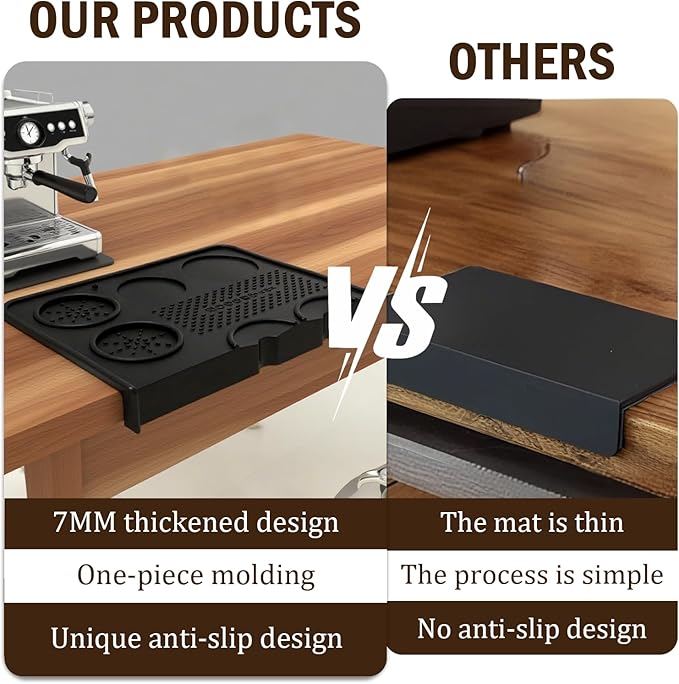 Jopgeey Espresso Tamping Mat, Coffee Tamper Mat for Espresso Machine, 10.4"x7.4" Food Grade Silicone Pad for Barista Acceessories, Waterproof Heat Resistant Tamp Station for Counter (Black)