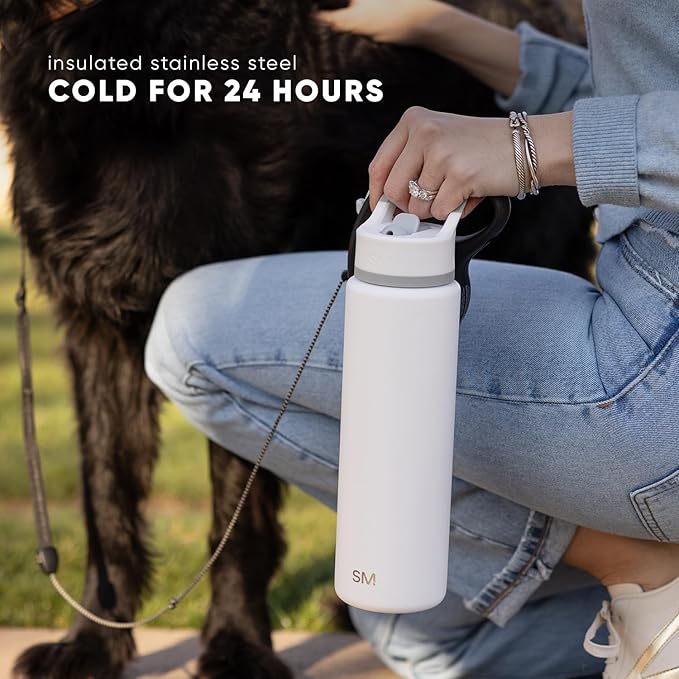 Simple Modern Kids Water Bottle with Straw Lid Vacuum Insulated Stainless Steel Metal Thermos Bottles | Reusable Leak Proof BPA-Free Flask for School | Summit Collection | 18oz, Lavender Mist