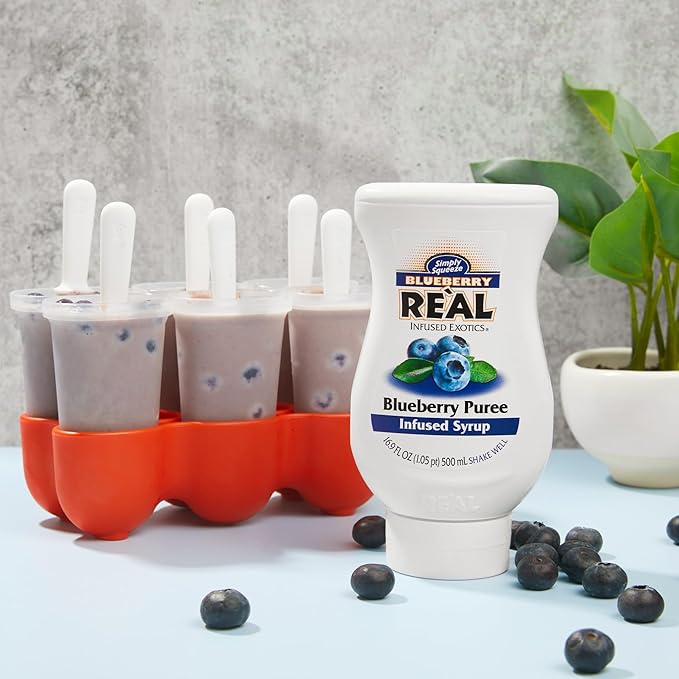Blueberry Reàl Infused Exotics, Blueberry Puree Infused Syrup, 16.9 FL OZ Squeezable Bottle (Pack of 3)