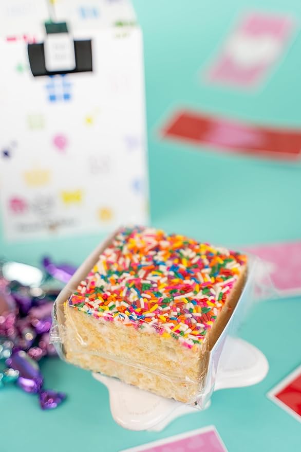 Celebration Love Shower Gift Box by Send A Cake Music Gift with 20 Foil-Wrapped Caramels & 3" Rainbow Sprinkle Crispy Cake – Ready-to-Gift, No Assembly, Birthday, Anniversary, or Celebration Gift for Women, Men & Kids