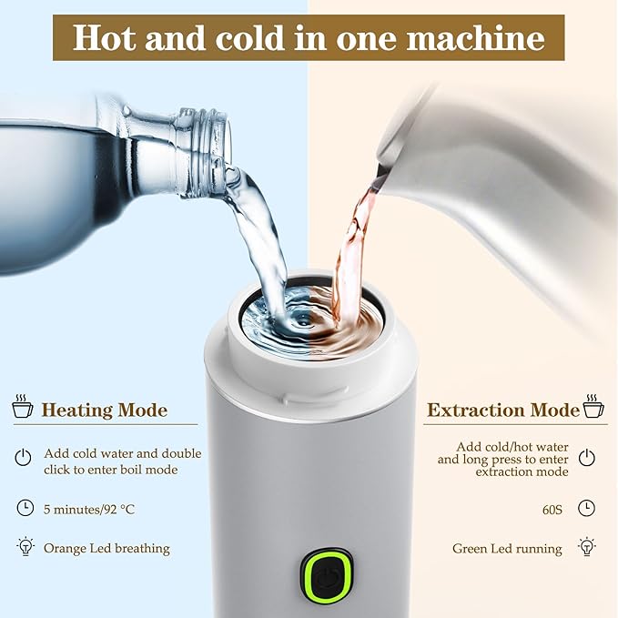 3-in-1 Portable Espresso Maker, Travel Coffee Maker, Self-Heating Car Coffee Maker with USB-C, Small Espresso Machine with Ground Coffee & Capsules (NS＆DG) for RV, Hiking, Office (silver)