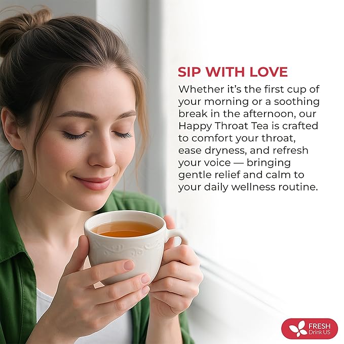 Premium Happy Throat Herbal Tea – 75 Bags Of Supper Tea Blend: Marshmallow Root, Slippery Elm & Ginger – Dry & Sore Throat Relief – Caffeine-Free, No Honey, No Citrus – No Sugar