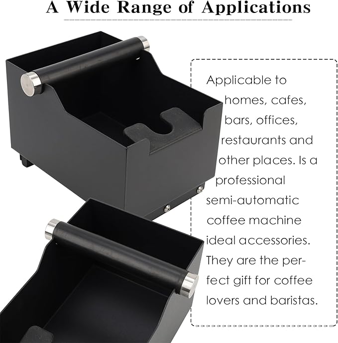 Espresso Knock Box, Stainless Steel Coffee Bag Container, With Steel Bracket And Noise Reducing Rubber Ring (Rectangle L-No base)