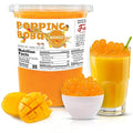 Fanale Mango Popping Boba Pearls, Vegan, Non GMO, Gluten Free, Fat Free, Perfect for Bubble Tea, Smoothies, Ice Cream, Desserts, and Beverages.