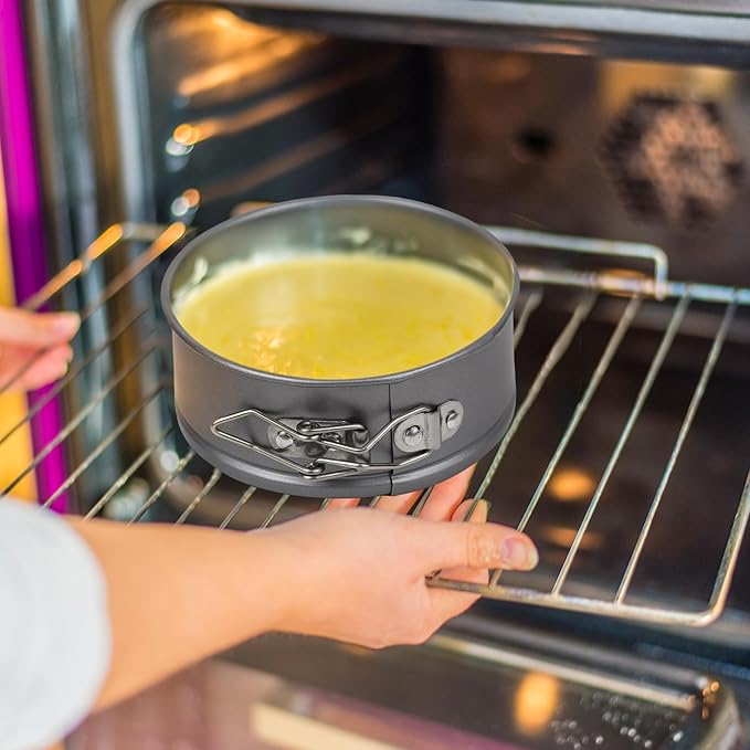8 Pcs Mini Springform Cake Pans, 4.7 Inch Nonstick Round Cake Tin with Removable Bottom, Small Cheesecake Pans for Baking, Pizzas Quiches (Dark Grey)