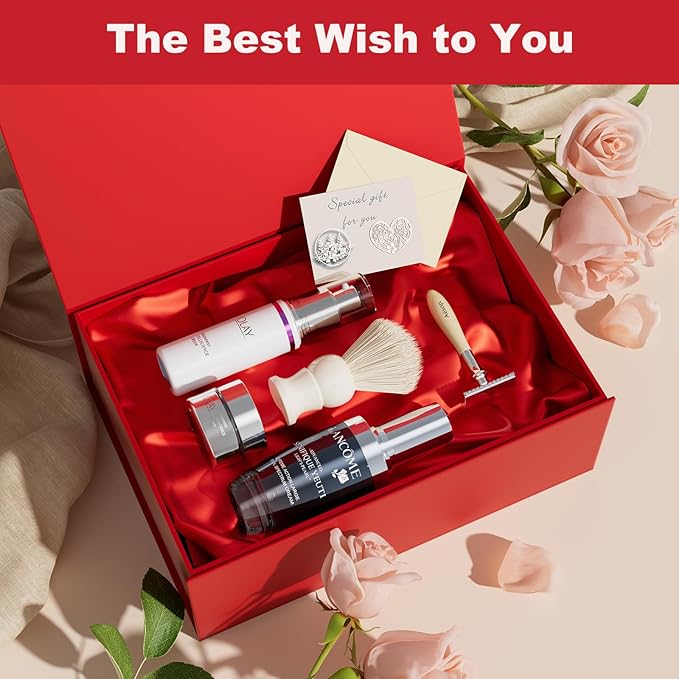 Large Red Gift Box with Lid: 13.5×10×5 Inches - Strong Magnetic Closure for Valentines Christmas Bridesmaid Gifts – Perfect for Couples Friends Family