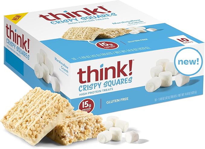 Think! High Protein Crispy Squares Marshmallow Crunch Treat (10 Pack)