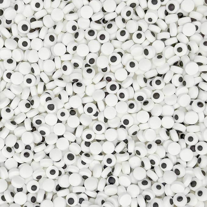 Dynastang 7mm Mini Eyes Sprinkles Halloween Edible Eyes Cake Decoration Cupcake Toppers Cookie Decorating Perfect for Cakes, Cupcakes, Desserts Toppings 3OZ