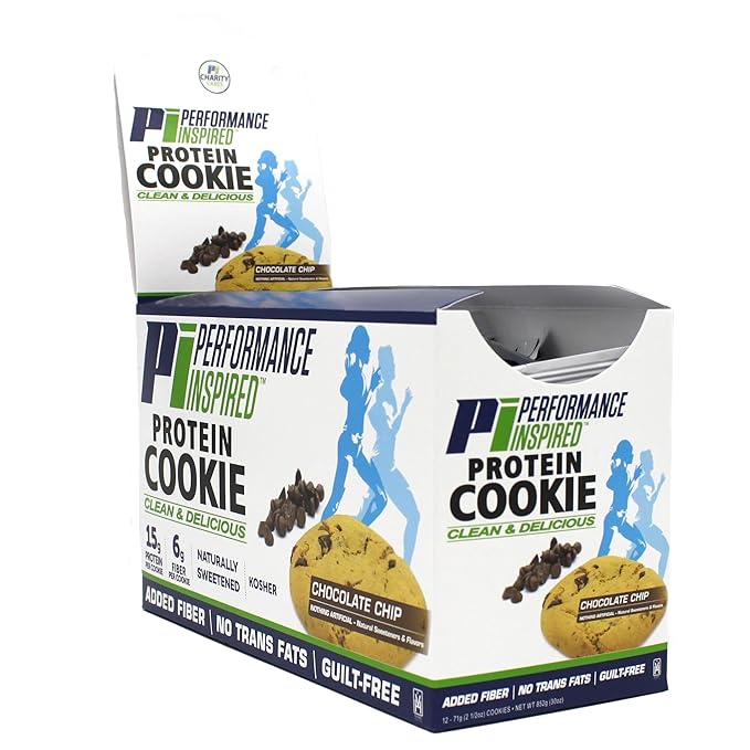 Performance Inspired Nutrition Protein Cookie - Contains: BIG 14G Isolate Proteins - 6G Of Fiber - All Natural - Gluten Free - No Artificial Ingredients - Chocolate Chip Flavor - 12 Count