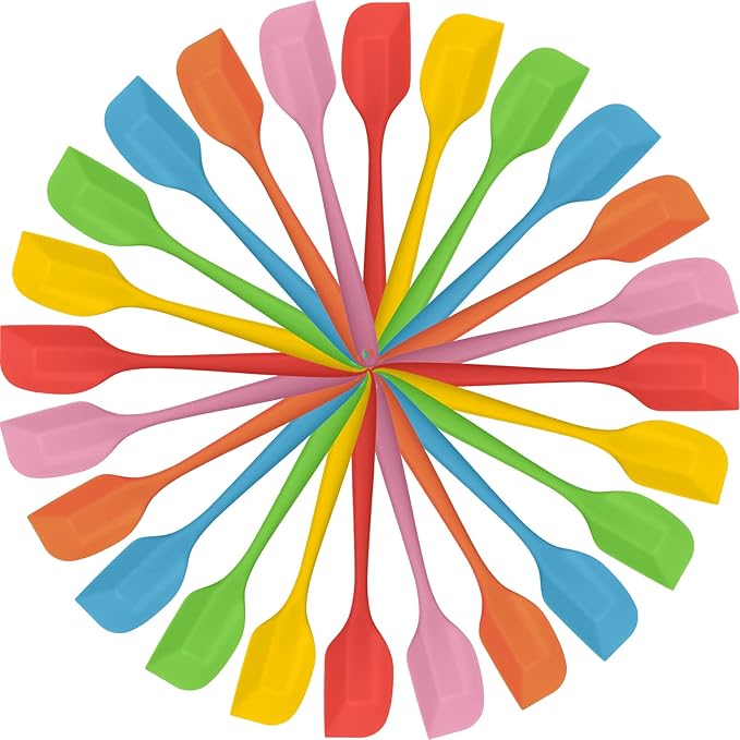 Irenare 24 Pcs Mini Silicone Spatulas Bulk 8.3 Inch Heat Resistant Scrapers Rubber Spatulas Seamless Design Non Stick Flexible for Kitchen Use Cooking Baking Mixing