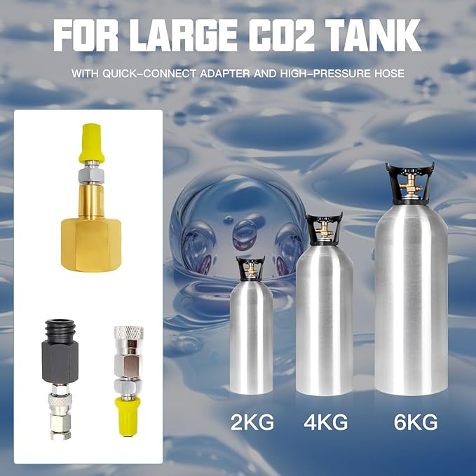 Soda Maker CO2 Quick Adapter with Hose, CO2 Cylinder CGA320 Threaded Refill Compatible with Fizzi Onetouch Jet AQUA FIZZ Blue Cylinder Soda Machine Series (36inch)