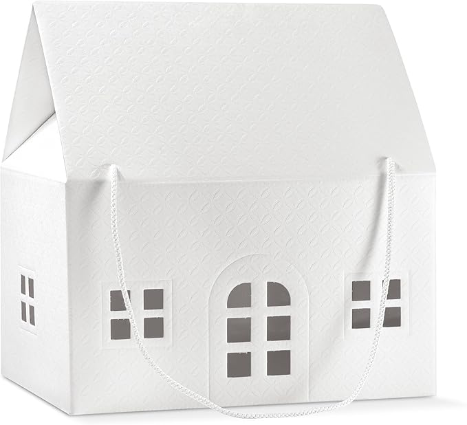Boxes Craftory Pack of 5 House Shaped Gift Boxes (12.99 x 9.84 x 7.48 inch) - Mansion Ideal for Home Presents, House Interior Decorations and for Treats - White Matelasse