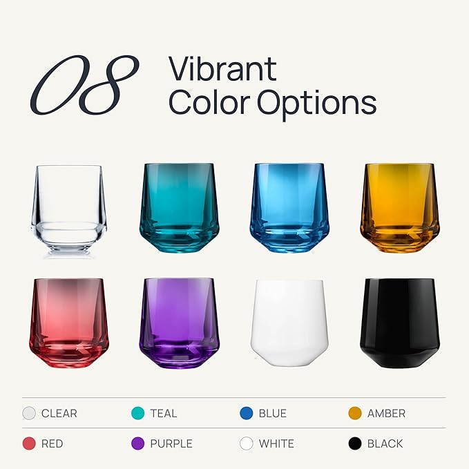 Drinique Unbreakable Stemless Wine Glasses (Set of 4) 12oz Tritan Plastic Stemless Glassware for Indoor or Outdoor Use - Red