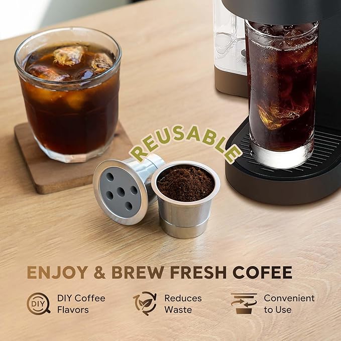 Stainless Steel Reusable K Cups for K eurig Supreme & Supreme Plus, Reusable K Cups Five Hole Universal K-eurig Refillable Coffee Pod Filter (2 Pack)