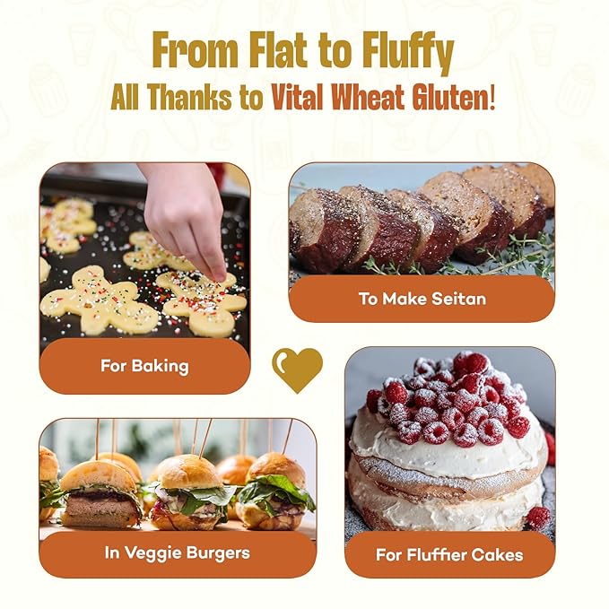 Urban Platter Vital Wheat Gluten | 17.64 Oz (500g) | Natural Plant-Based Protein | Dough Improver for Soft, Chewy & Fluffy Bakes | High-Protein Flour for Seitan, Bread, Pizza & Baking