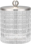 Glass Jar with Metal Lid for Bathroom Organization, Clear Apothecary Jar for Cotton Balls, Q Tips, and Small Accessories, Stylish Bathroom Storage Container Clear, Nickel
