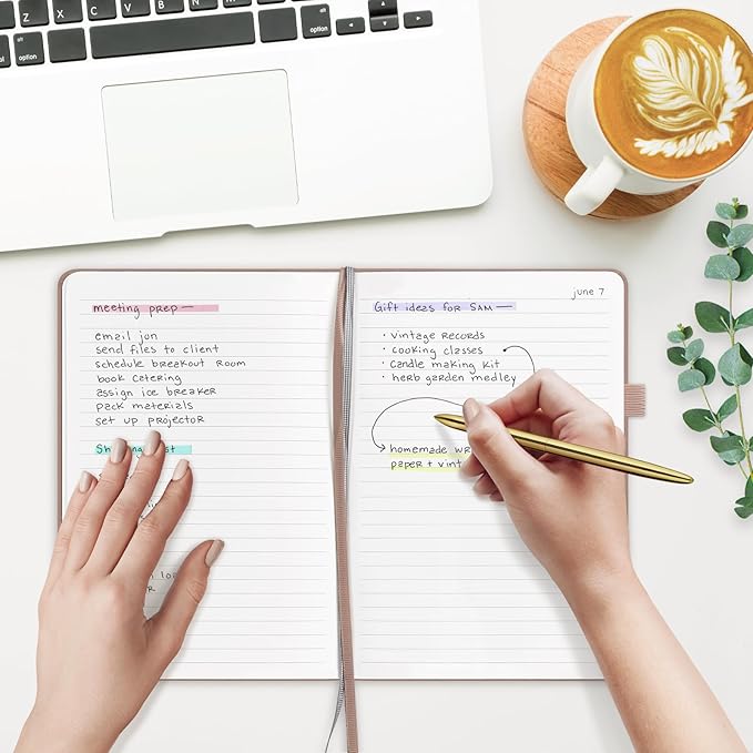 &And Per Se Lined Journal Notebook (5 Packs), 160 Pages, A5 5.7 x 8 inches College Ruled Thick Paper Notebook Journals for Writing, Hardcover Notebooks for Women Men Office School (Apricot)