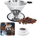Pour Over Coffee Dripper-Stainless Steel Coffee Filter,Reusable Drip Cone Coffee Filter Portable Pour for 1-4 Cup (With Silicone Ring, S)