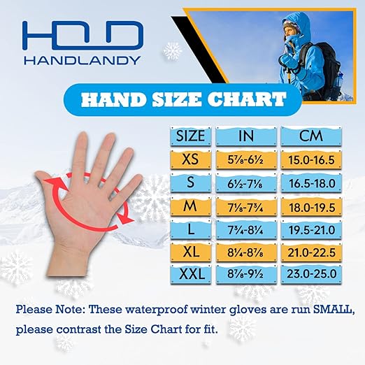 HANDLANDY Insulated Work Gloves Waterproof for Men Women, 3M Thinsulate Ski Gloves Winter Cold Weather Work Gloves Touchscreen (Large, Black)