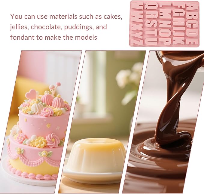 1 Pcs 26 Cavities Silicone Alphabet Chocolate Molds, Letter Molds for Chocolate, Candy, Cake, Biscuit, Large Depth, Easy Release and Clean