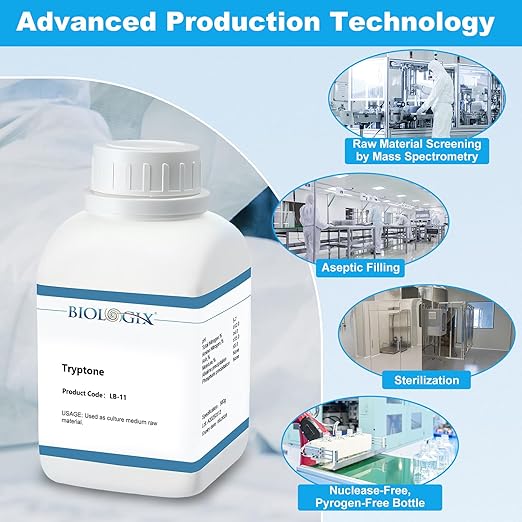 Tryptone Powder, pH 5.0-7.0, FMB Grade, Casein Tryptone for Laboratory Bacterial Culture, 500g/Bottle(1.1 lb.)