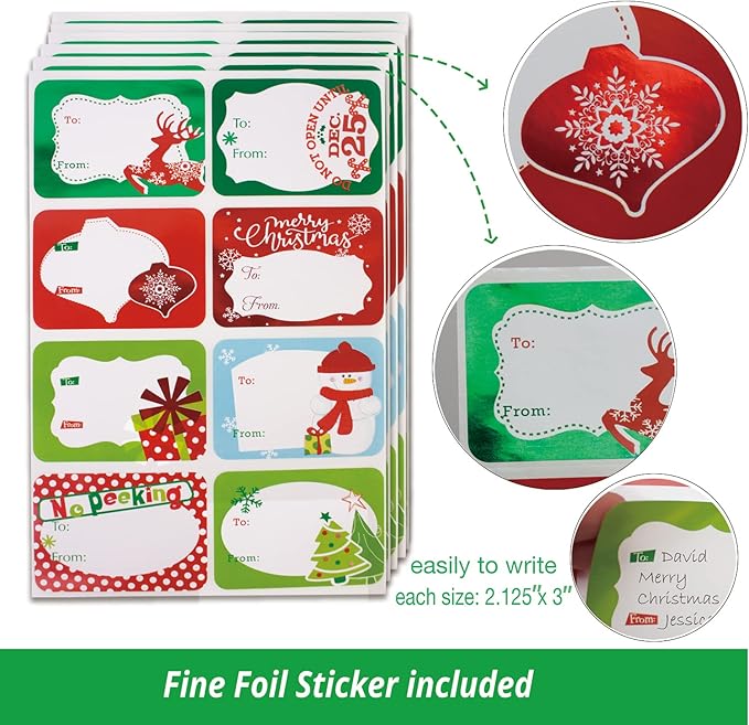 Party Funny 12 Christmas Gift Wrap Boxes for Wrapping Extra Large Clothes, 12 tissue paper and 80 Christmas Stickers(Assorted size for Shirts, Robes, Coats, Sweaters and xmas Holiday Present)