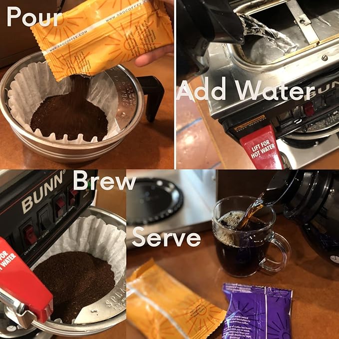 Sarasota Coffee Ground Packets | Gourmet Flavored Medium Roast Bulk Coffee Packs | Salted Caramel | Low Acid Mold Free Singles Individual Pouches for 12 Cup Coffee Maker | 2.5 Ounce Bags, 36 Count