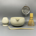 Matcha Whisk Set – 5 Pcs Matcha Set Whisk and Bowl with Spout, Bamboo Scoop, Sifter & Holder – Ru Kiln Matcha Bowl Japanese Tea Kit for Gifts, Home Use & Ceremonial Rituals (White)