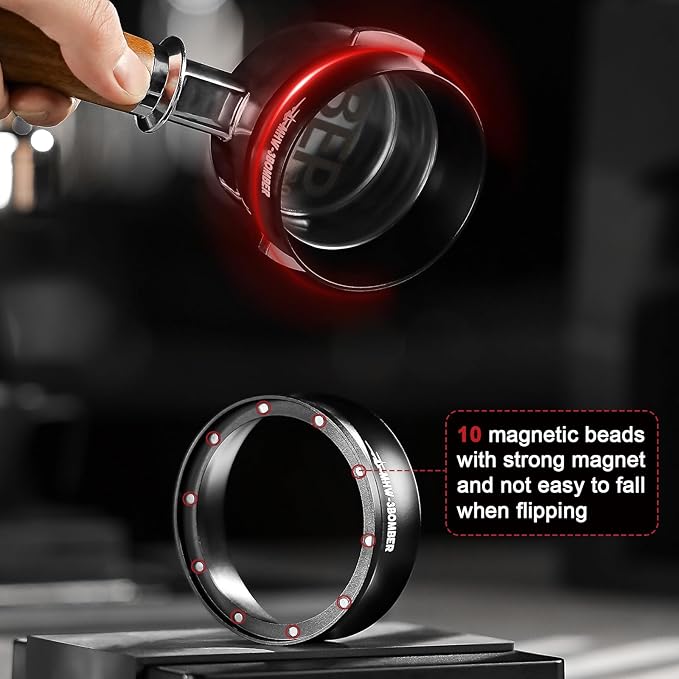 MHW-3BOMBER 58mm Espresso Dosing Funnel & Puck Screen Set, Magnetic Dosing Rring & Reusable Filter kit Compatible with 58mm Bottomless Portafilter, Coffee Dosing Ring with Eppresso Puck DR7013-OS