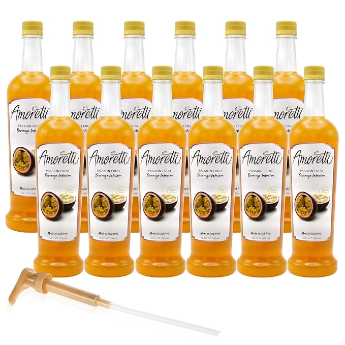 Amoretti - Passion Fruit Beverage Infusion - Drink Mix & Water Enhancer with Pump for Flavoring Cocktails, Waters, Teas, and other Beverages, Preservative Free