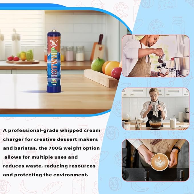 Whipped Cream Charger 700g,1.1L Tank,Cream Charger Food Grade Bombpop Flavor 99.99% Purity Premium Cream Cylinder(1,700g Bombpop)