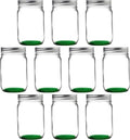 DISCOUNT PROMOS 10 Decorating Mason Jars Set, 12 oz. - Canning, Aluminum Lid - Green