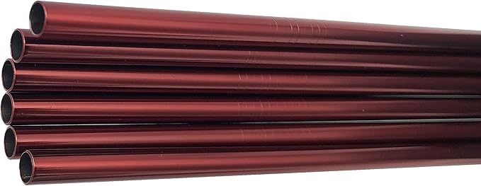 10 Pcs Stainless Steel Straws, Reusable Drinking Straws, Straight Metal Straw Sets with 2 Pcs Cleaning Brushes (10.5 Inch, Red)