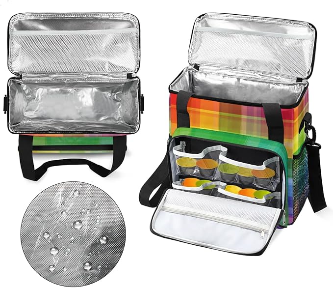 stripes colorful grid Coffee Maker Carring Bag Travel Carrying Storage Tote Bag Compatible with Keurig K-Mini or K-Mini Plus Portable Single Serve Coffee Brewer Case with Pockets for K-cup Pods