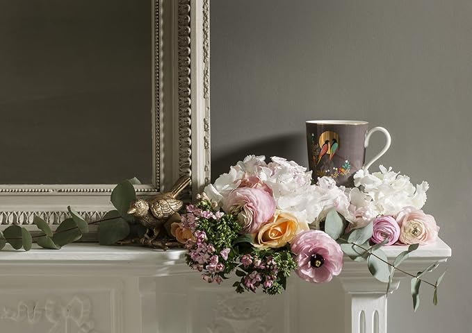Portmeirion Sara Miller Chelsea Mug, Dark Grey - Elegant 12oz Fine China Cup with 22K Gold Details - Tea Time Chinaware for Afternoon Tea Presentation, Gift-Boxed Drinkware